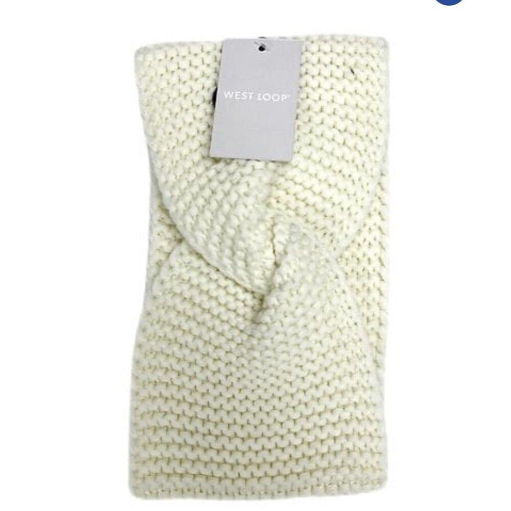 West Loop Knit Crochet Beige Headband for Women